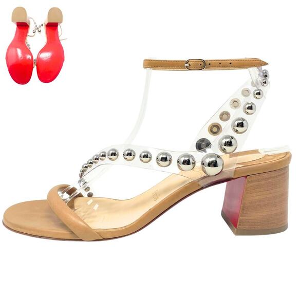 Christian Louboutin Shoes - NEW Christian Louboutin Shoes Heels Sandals Corinne 55 Beige Stud Nude 39.5
